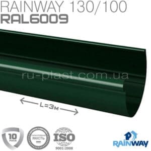 Желоб водосточный зелёный RAINWAY 130мм