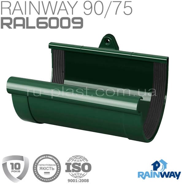 Муфта желоба зелёная RAINWAY 90мм