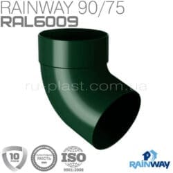 Отвод трубы одномуфтовый 67° зелёный RAINWAY 75мм