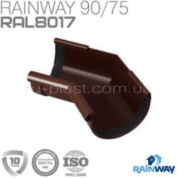 Угол желоба внутренний 135° коричневый RAINWAY 90мм