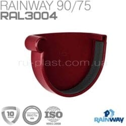 Заглушка желоба левая красная RAINWAY 90мм