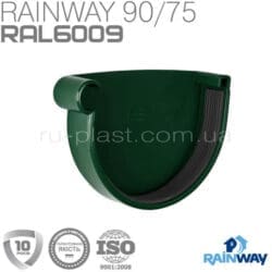 Заглушка желоба левая зелёная RAINWAY 90мм