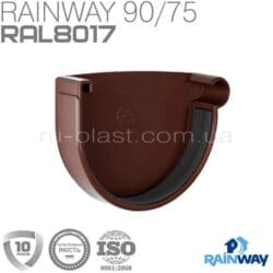 Заглушка желоба правая коричневая RAINWAY 90мм